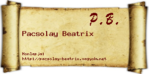 Pacsolay Beatrix névjegykártya